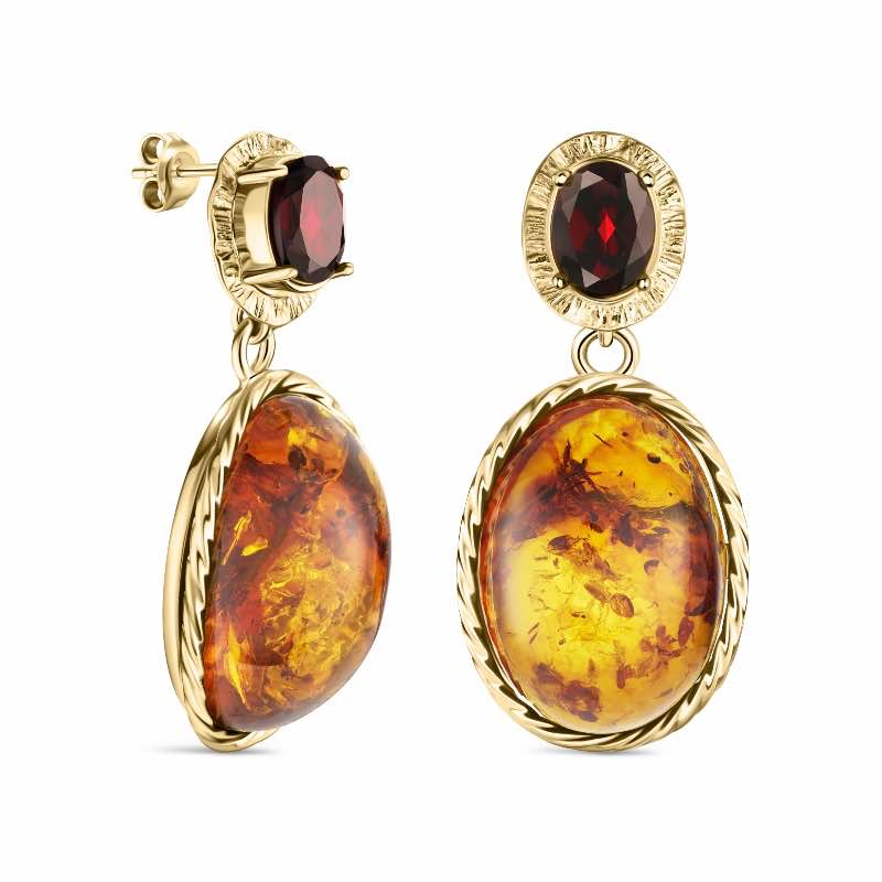 Garnet and Amber Earrings